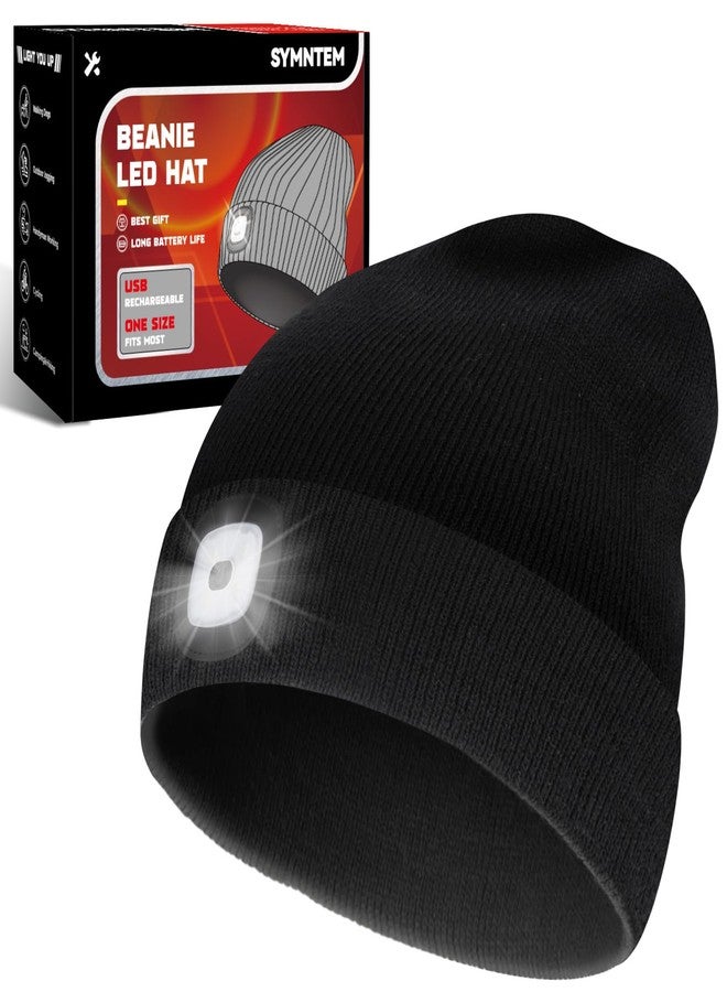 SYMNTEM Unisex Beanie Hat with Light, Rechargeable Headlight Cap, Stocking Stuffers for Men, Cool Gadget Gifts for Him, Birthday Gifts for Women, Black - Image 1